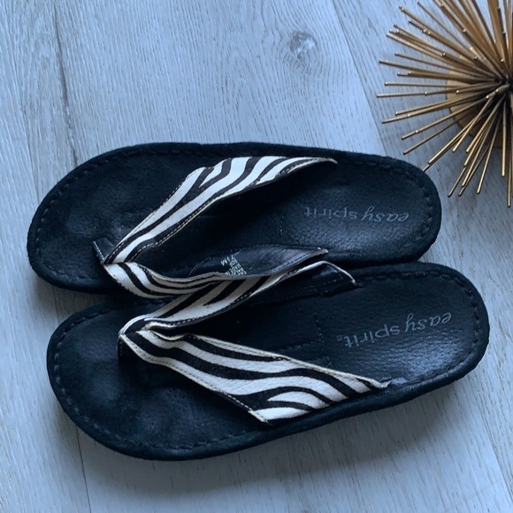 EASEY SPIRIT Beldon leather‎ sandals animal zebra black white striped 7 1/2M - Picture 2 of 9